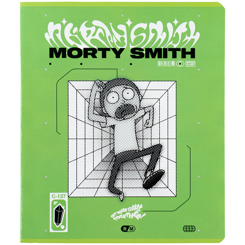 Student's notebook "Kite" 48 sheets # /RM24-259/ "Rick & Morty" Hebrew varnish + UV varnish (10/200)
