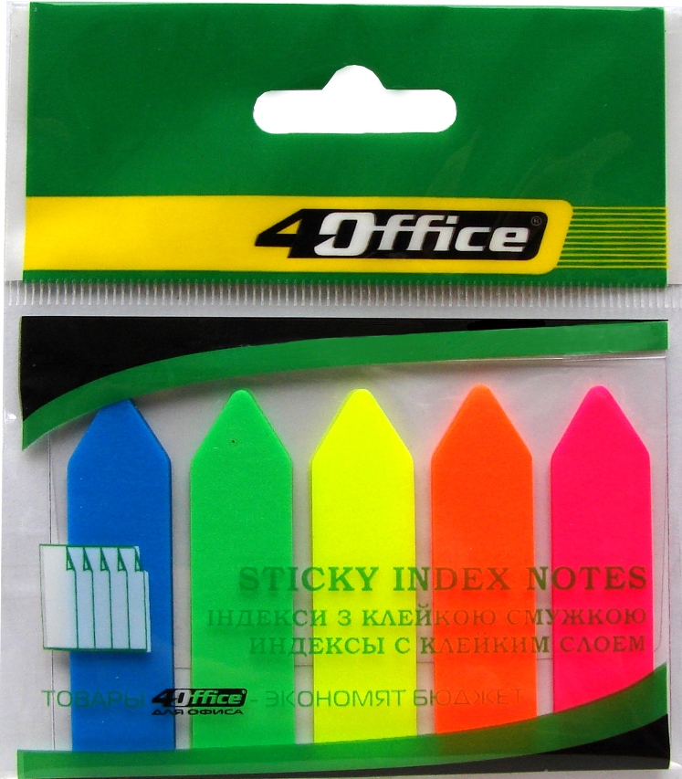 Index registers "4OFFICE" /4-426/ PLAST. 44*12mm, NEON, arrows (5 rolls*20 sheets) (1/50)