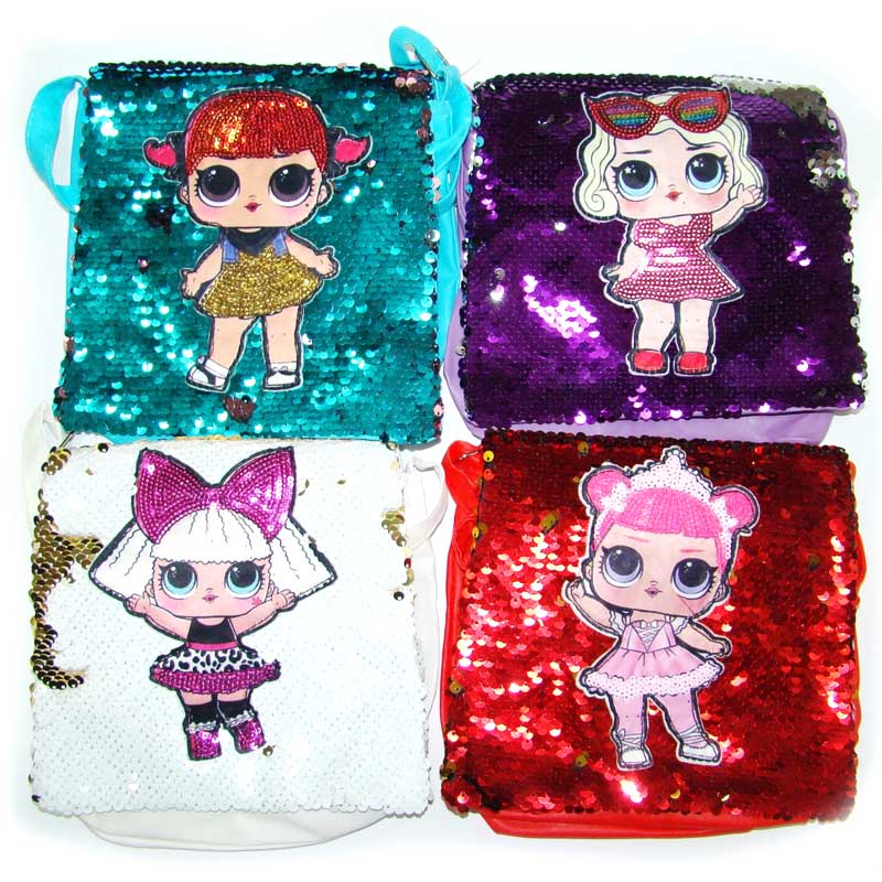 Handbag /101/ leather/replacement children's "Doll" with sequins on a button 16.5*16cm, 6 pcs.  (1/12/120)