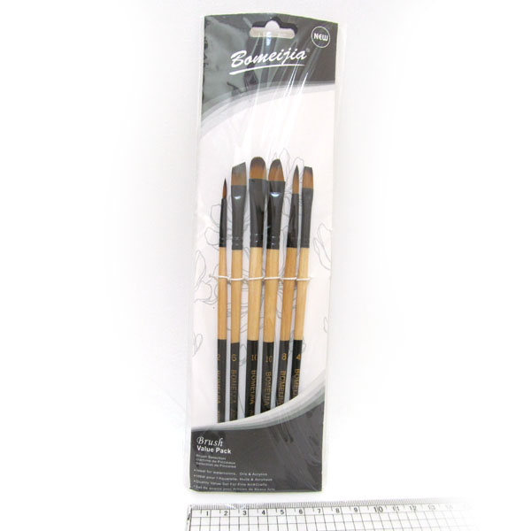 Set of brushes "JO" nylon /7668/ 6 pcs (2,6-round; 4,8,10,12-flat) (1/36/360)