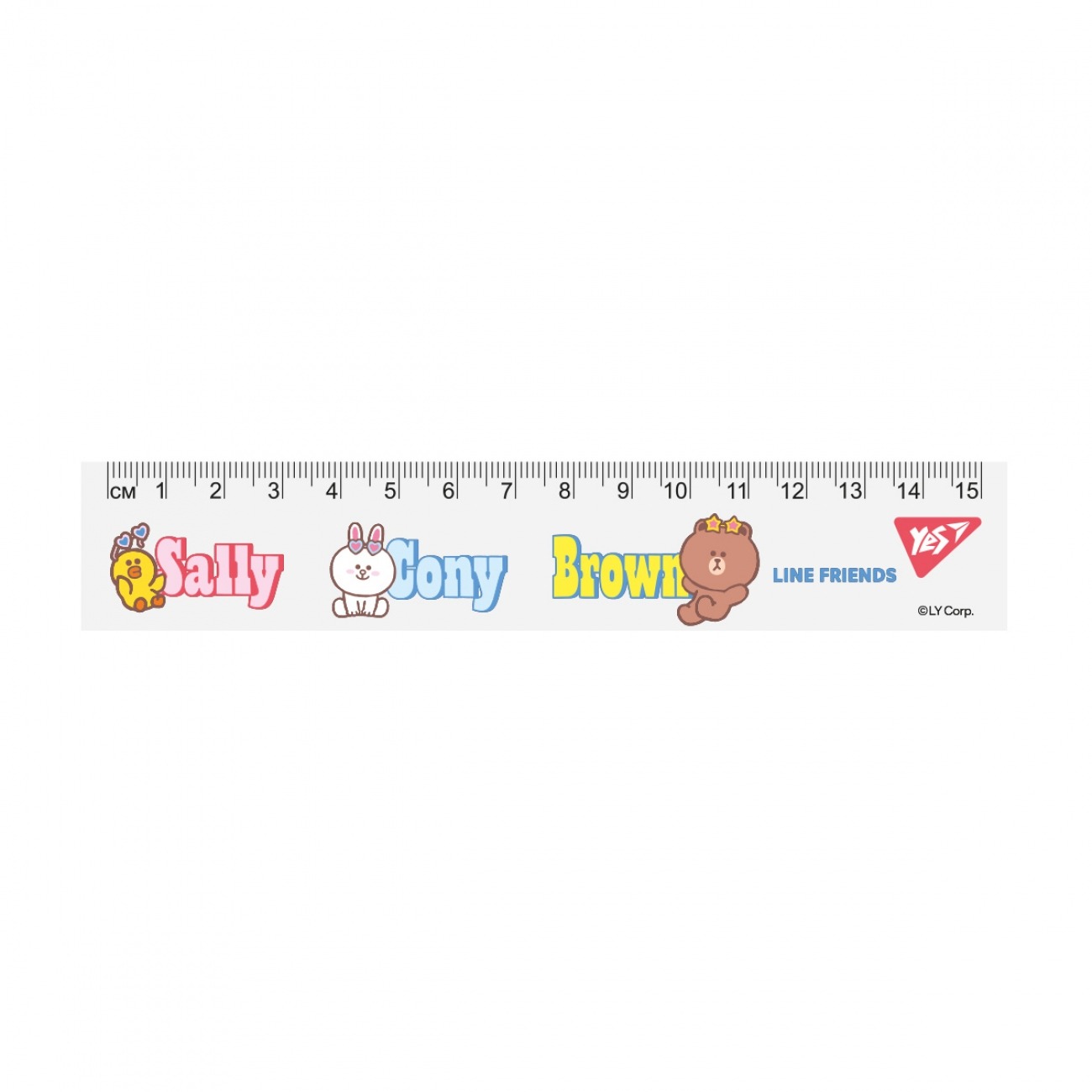 Ruler 15 cm "YES" /370657/ "Line Friends", transparent (1/20/100)