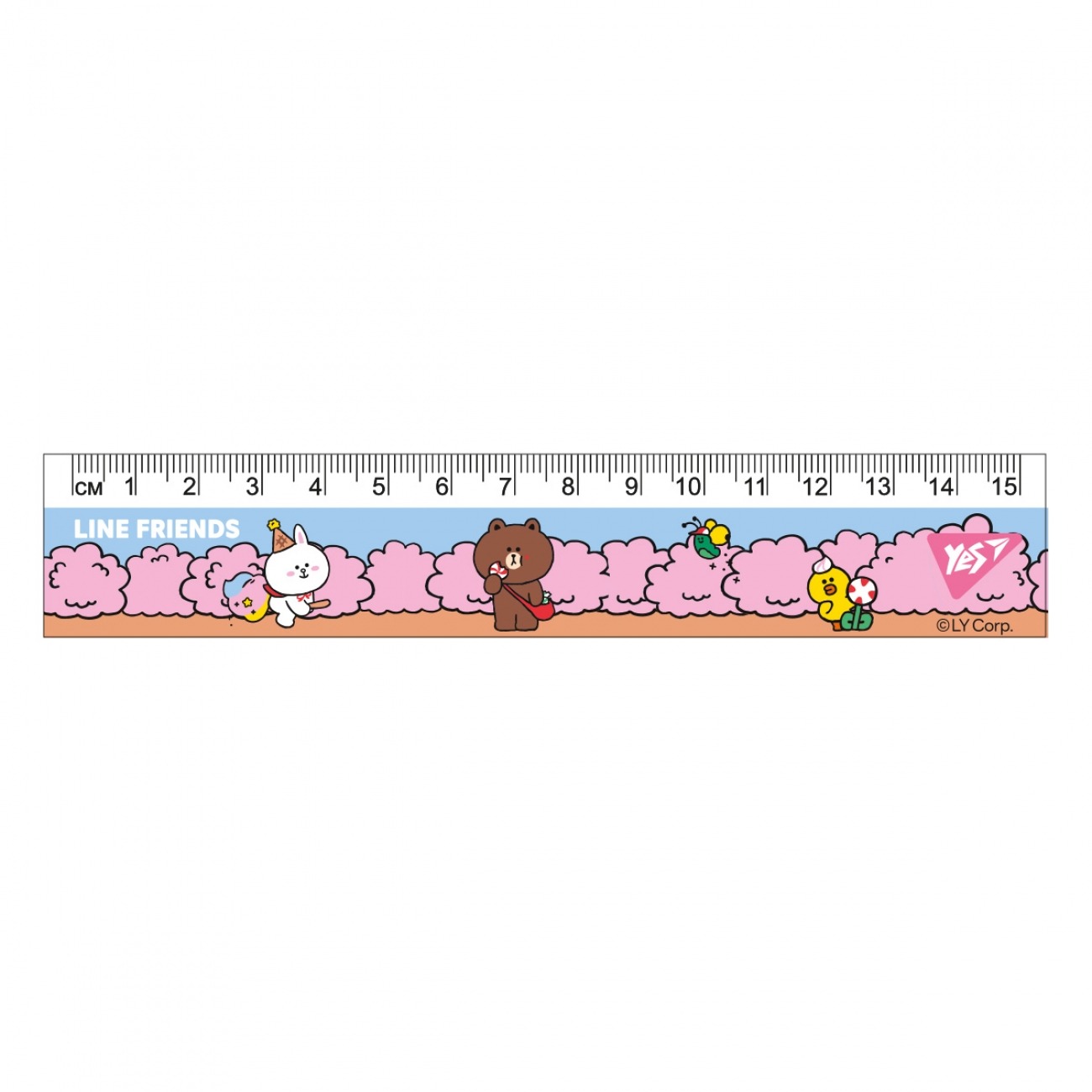Ruler 15cm "YES" /370656/ "Line Friends", pink (1/20/100)