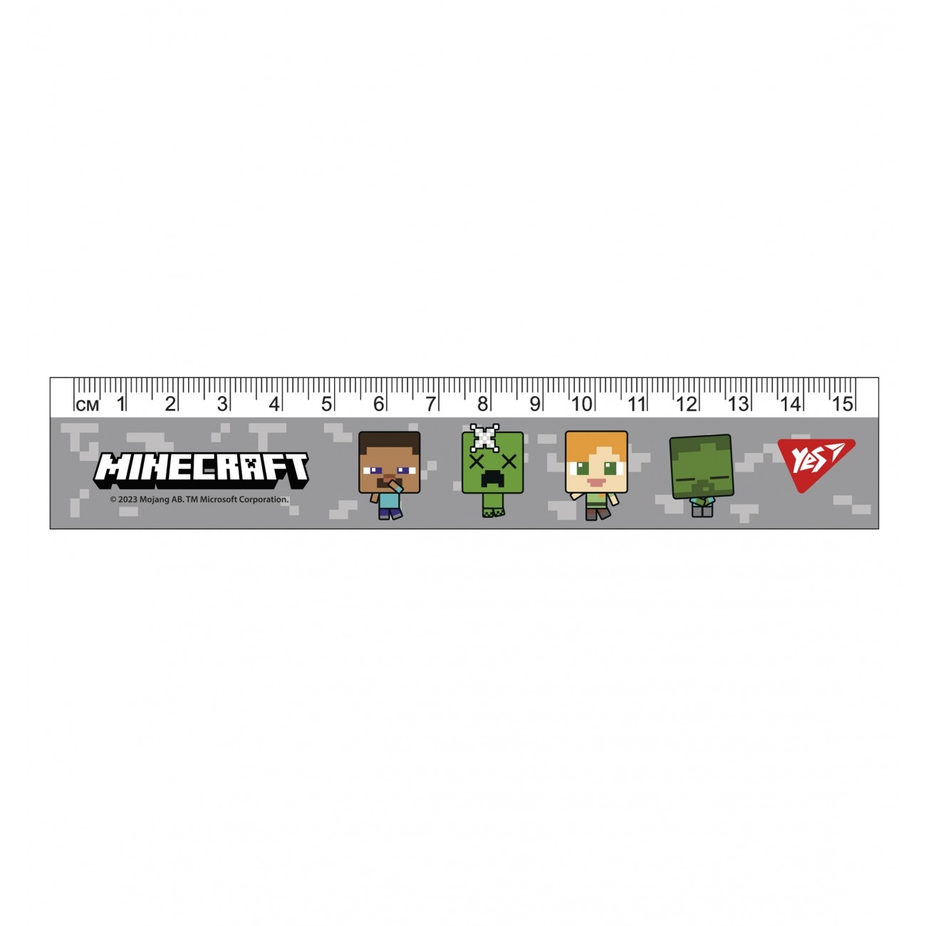 Ruler 15cm "YES" /370653/ "Minecraft", gray (1/20/100)