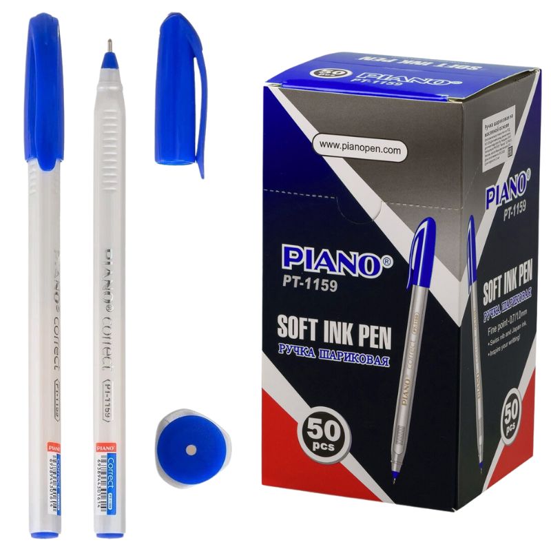 Oil pen "PIANO" PT-1159 "Correct" blue, TRIANGULAR, white body (50)