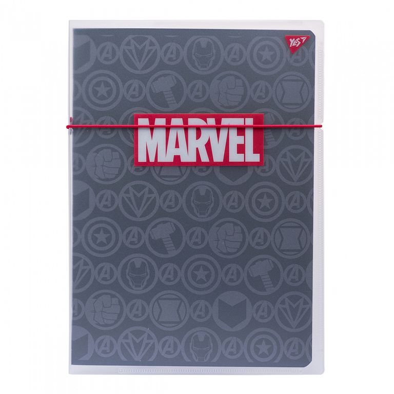 Зошит А4/48 # скоба "YES" /764425/ у пласт. папці з малюнком "MARVEL BLACK" (1/40)