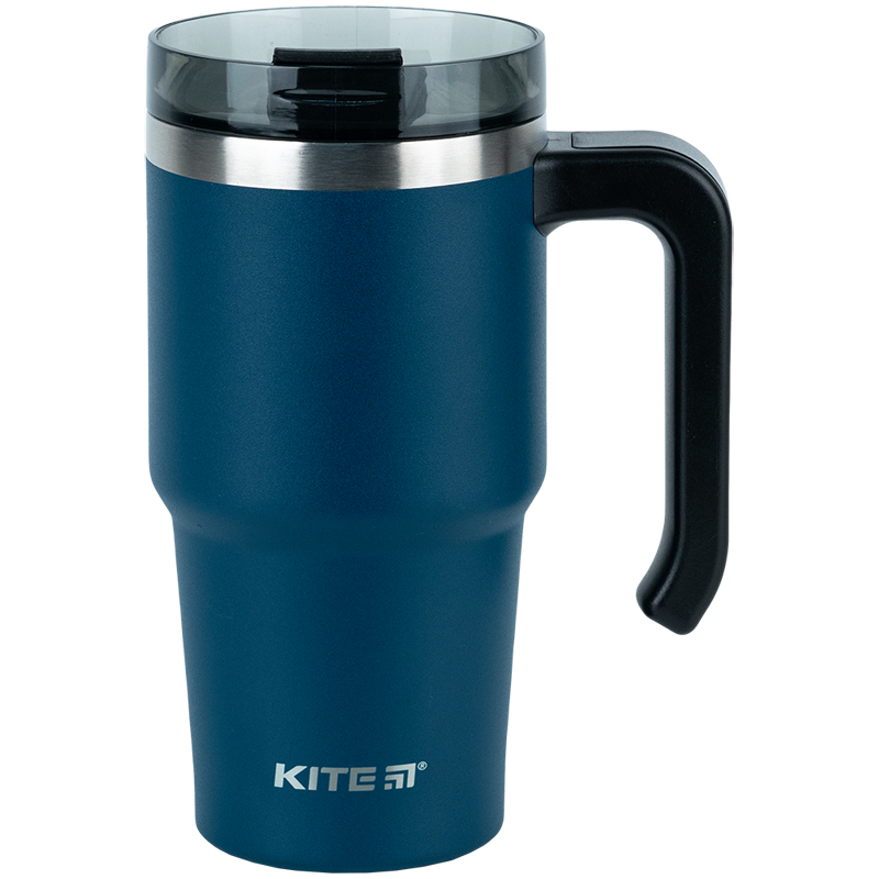 Thermal mug "Kite" /K24-1207-2/ with handle 600 ml, emerald (1/30)