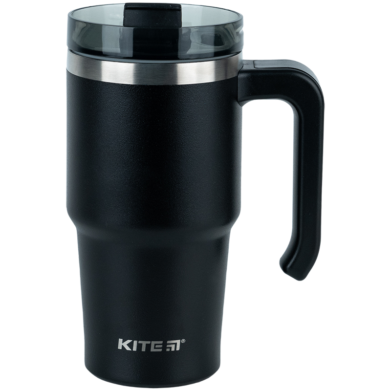 Thermal mug "Kite" /K24-1207-1/ with handle 600 ml, black (1/30)