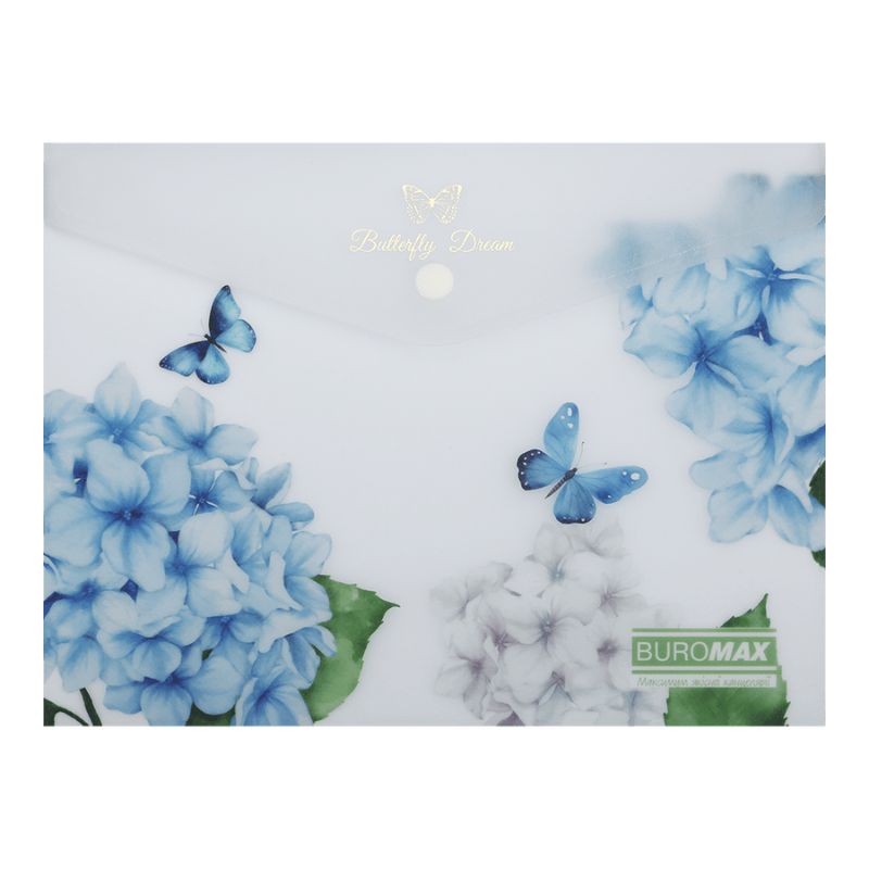 Button-envelope folder A5 "BuroMAX" /BM.3919-00/ matte. plastic, ARABESKI, transparent (12/360)