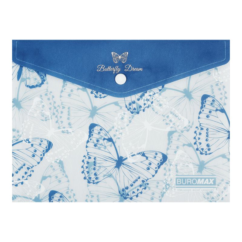Button-envelope folder A5 "BuroMAX" /BM.3919-02/ matte. plastic, ARABESKI, blue (12/360)