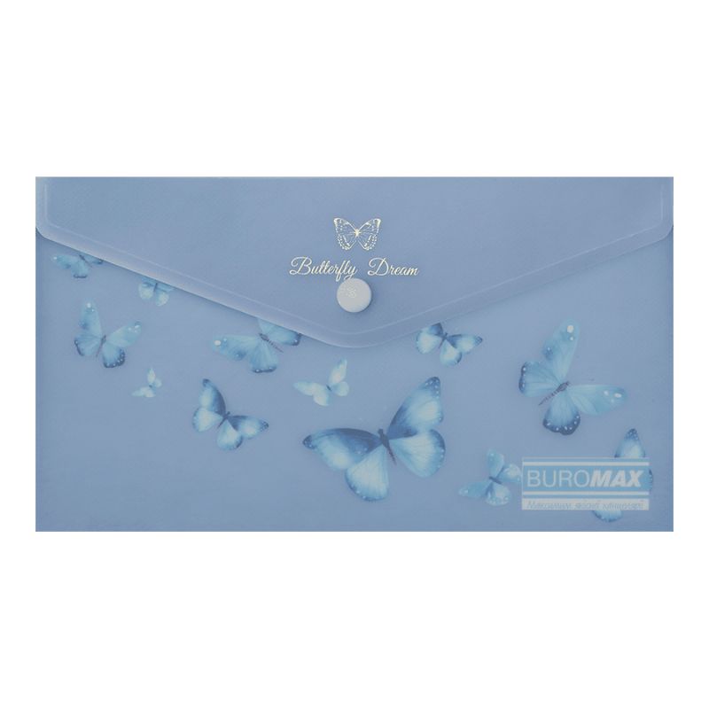 Папка-конверт на кнопці DL(110*220мм) "BuroMAX" /BM.3952-45/ матов. пластик, ARABESKI, синій електрик (12/480)