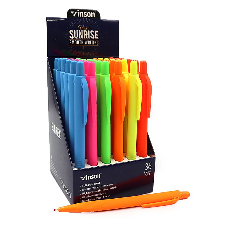 Automatic oil pen "Vinson" /P12C/ "Sunrise" 0.7mm, blue, soft-touch, mix (36/1440)