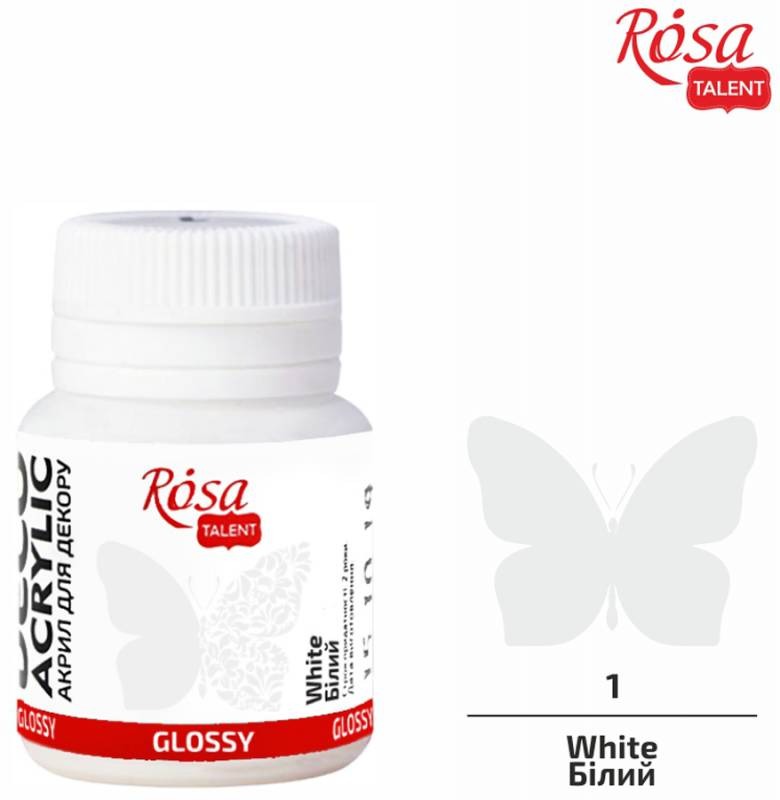 ACRYLIC for decoration "ROSA TALENT" /01/ White, glossy, 20 ml (1/120)