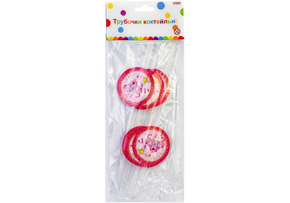 Set of cocktail straws. "Maxi" /MX650127/ "Princess" 10pcs, bendable (1/24)