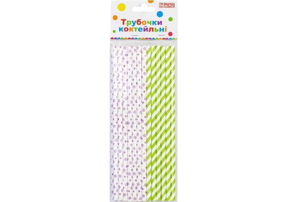 Set of cocktail straws. "Maxi" /MX641001.02-06/ "Stars&Lines" 24 pcs, assorted (1/24)