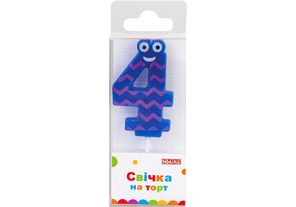 Candle - number "Maxi" /MX622053-4/ "4" 4.5 cm (1/24)