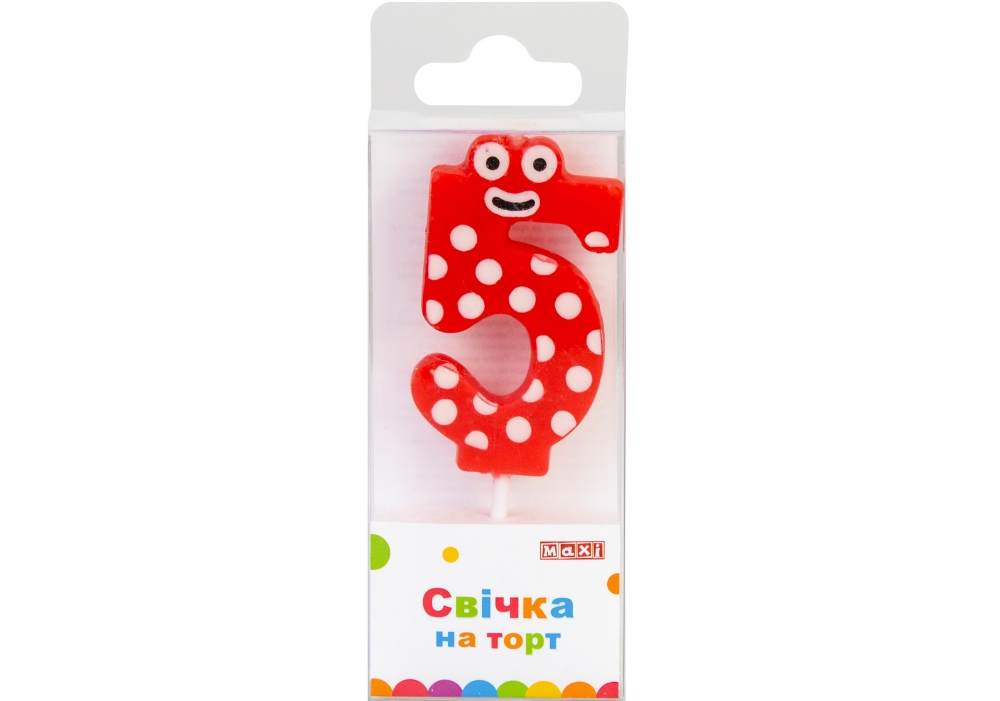 Candle - number "Maxi" /MX622053-5/ "5" 4.5 cm (1/24)