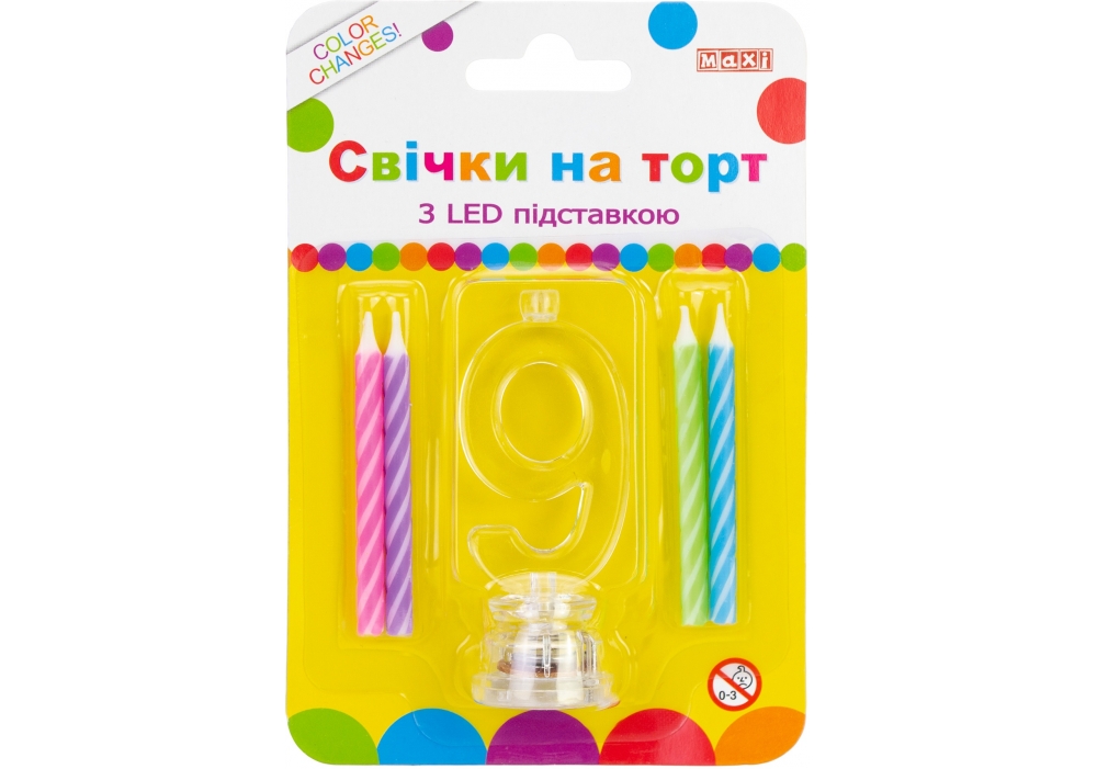 Набір свічки +цифра LED "Maxi" /MX701007-9/ "9" , що світиться (1/12)