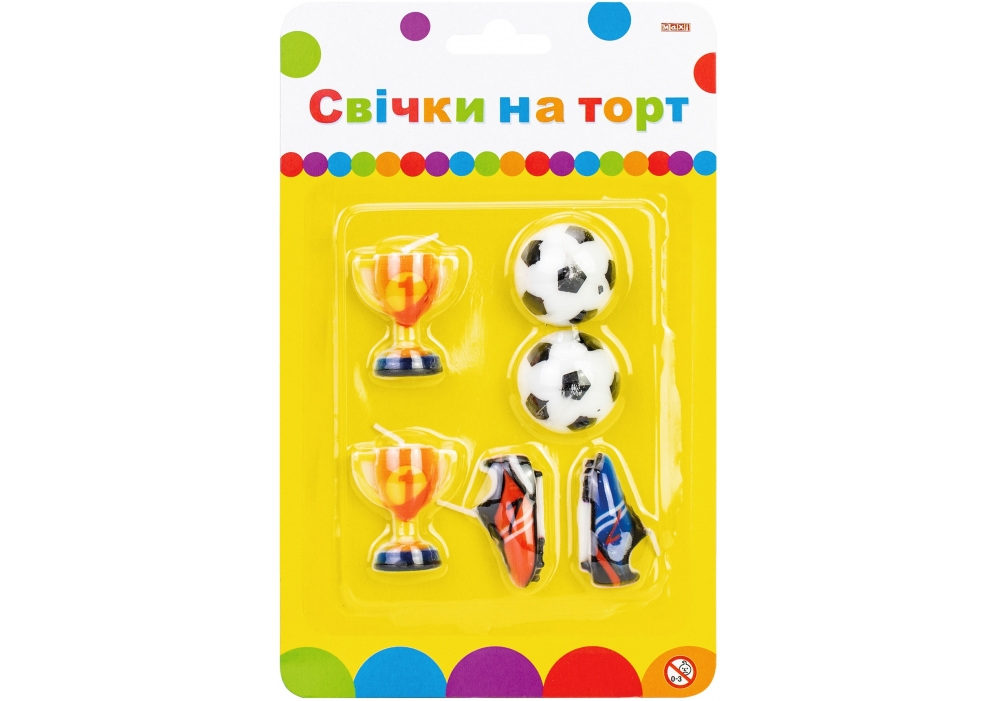 Набір свічки на торт "Maxi" /MX624032/ "Football" 6шт (1/24)
