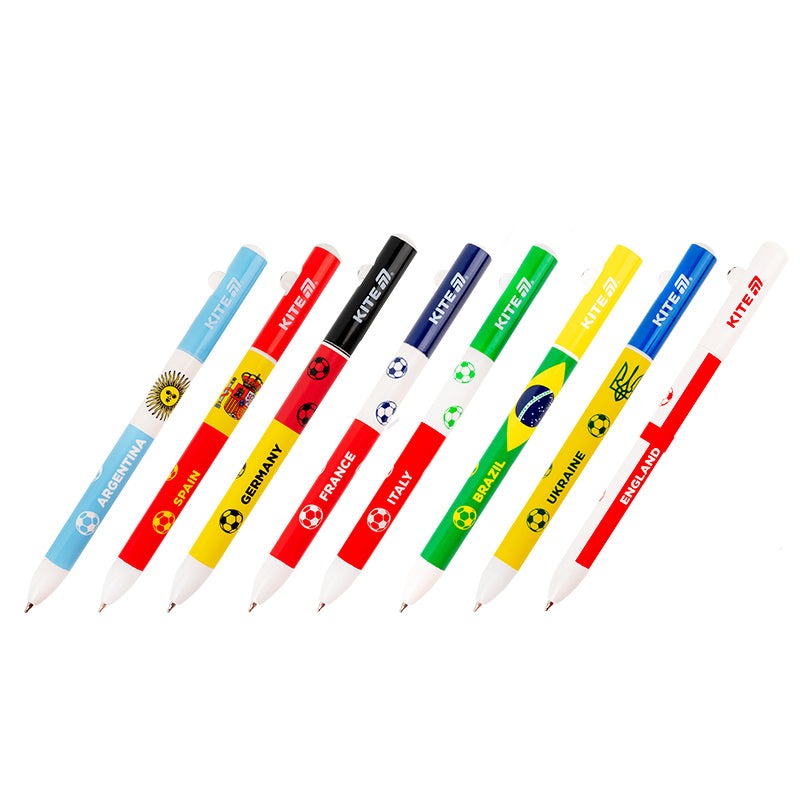 Ballpoint pen "Kite" /K25-029/ Football nations, blue (40/1200)