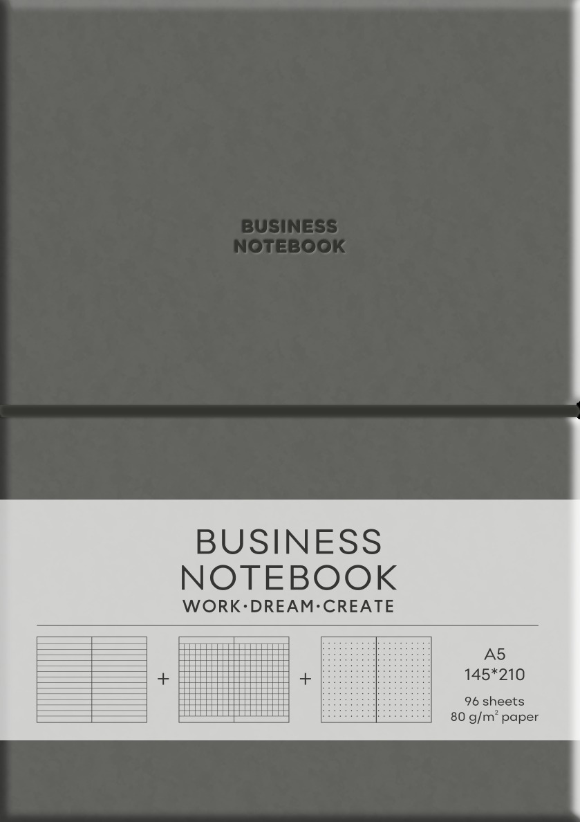 Блокнот А5/96 арк. "Школярик" Business /A5-7137Dark Gray/ == обкл.поліуретан м'яка, крем блок, 80г/м2 "Dark Gray" (1/12)