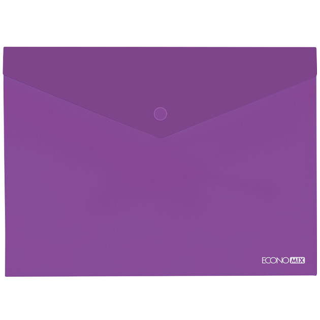 Button-envelope folder A4 "ECONOMIX" /E31301-12/ transparent, gloss, Violet (12/120)
