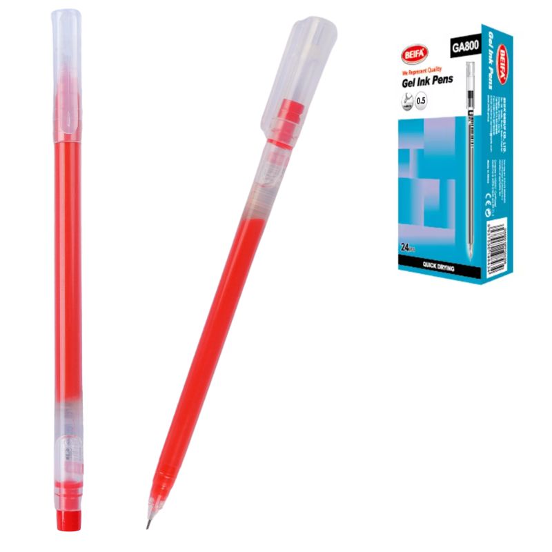 Gel pen "BEIFA" /GA800/ 0.38mm, red (24/1728)