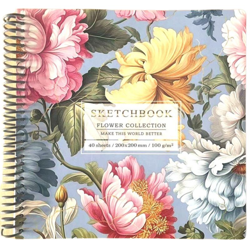 Sketchbook 200*200/40 "Bourgeois" /N9659/ CLEAN sheets, cardboard cover, spiral, 100g/m2 (1/60)