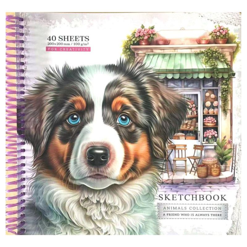 Sketchbook 200*200/40 "Bourgeois" /N9662/ CLEAN sheets, cardboard cover, spiral, 100g/m2 (1/60)
