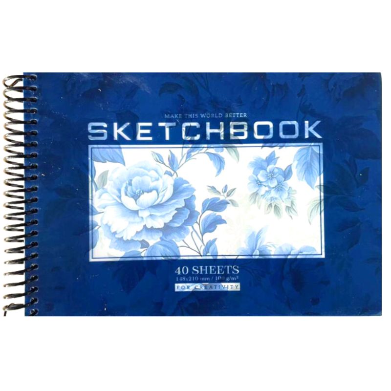 Sketchbook A5/40 "Bourgeois" /N9668/ CLEAN sheets, plastic cover, on a spiral, 100g/m2 (1/80)