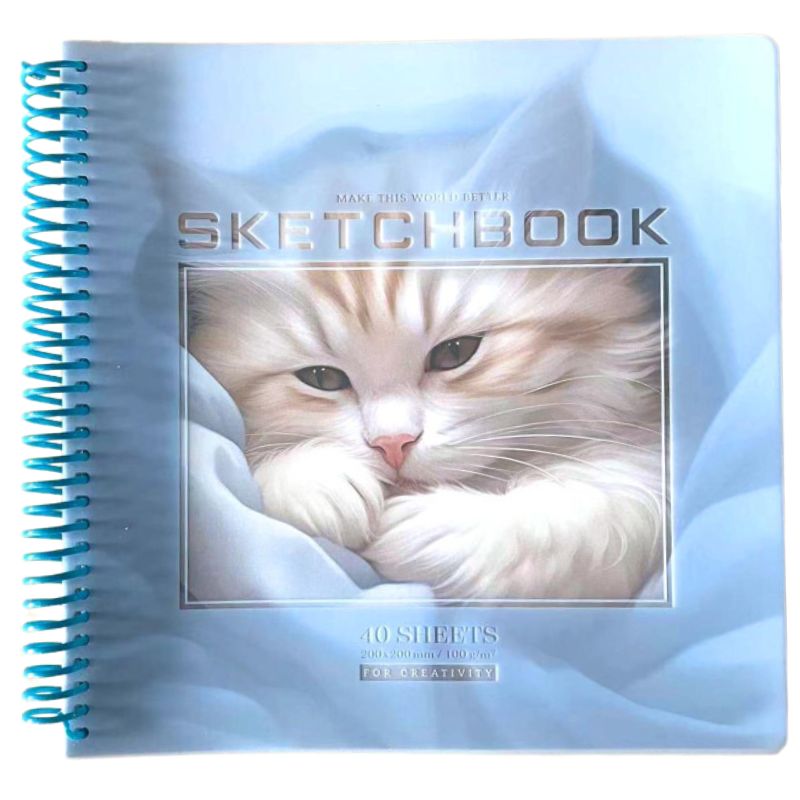 Sketchbook 200*200/40 "Bourgeois" /N9674/ CLEAN sheets, plastic cover, spiral, 100g/m2 (1/60)