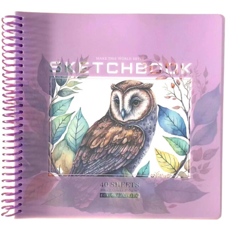 Sketchbook 200*200/40 "Bourgeois" /N9676/ CLEAN sheets, plastic cover, spiral, 100g/m2 (1/60)