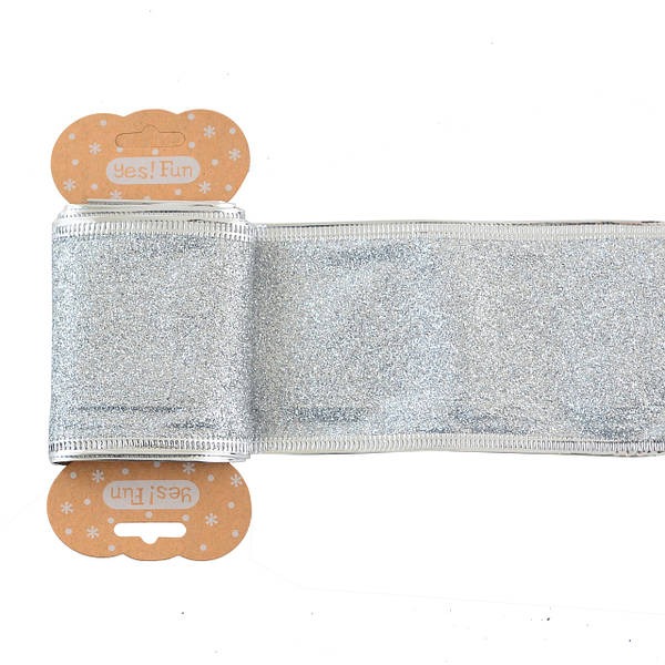 Gift wrapping tape "Yes! Fun" /750323/ 6 cm * 2 m, silver glitter (1/20/200)