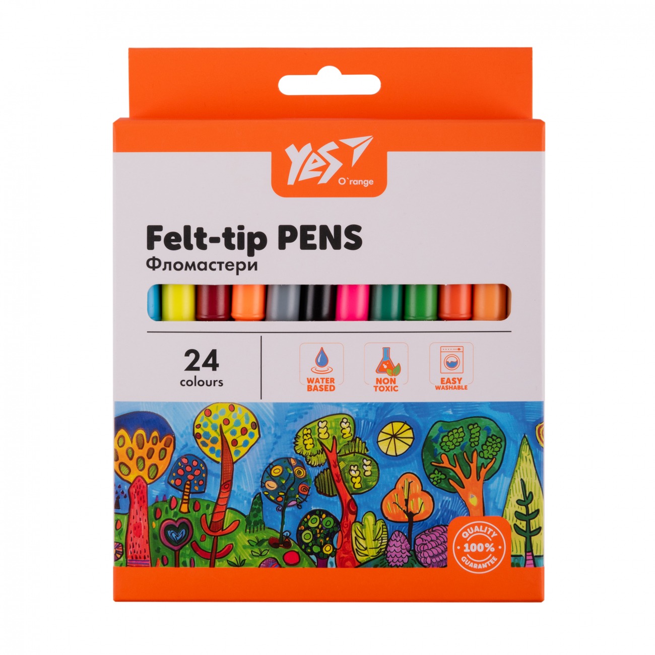 Felt-tip pens "YES" 24 pcs. /650558/ "Orange Line" in maps. boxes (1/12/96)