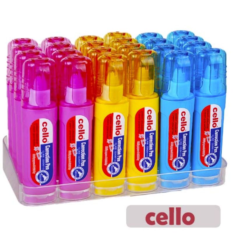 Corrector-pen "Cello" /CL808/ 8ml rectangular colored case (24/576)