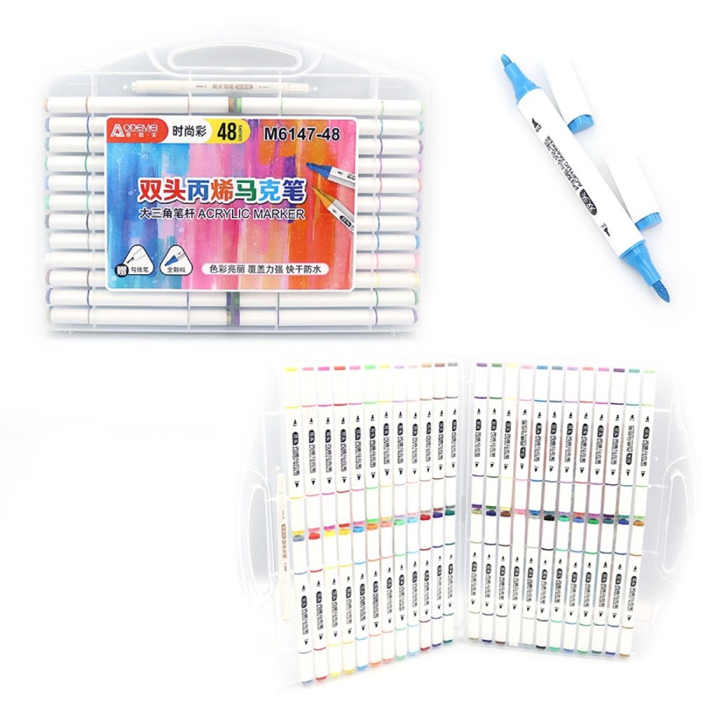 Set of markers 48 pcs. "AODEMEI" /M6147-48/ DOUBLE-SIDED acrylic (1/6/36)