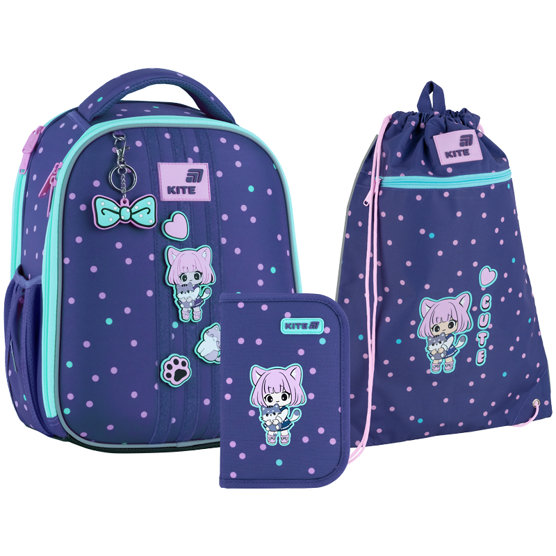 "Kite" set /SET_K26-555S-3/ backpack + pencil case + shoe bag 555 Be Friends (1/4)