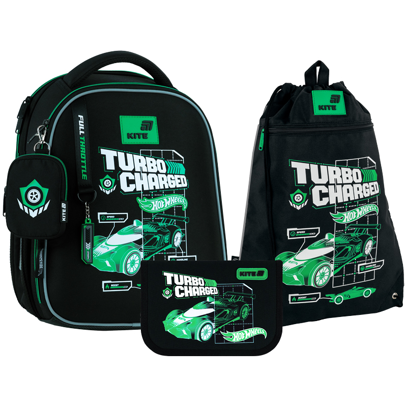 Set "Kite" /SET_HW26-555S/ backpack + pencil case + shoe bag 555 Hot Wheels (1/4)