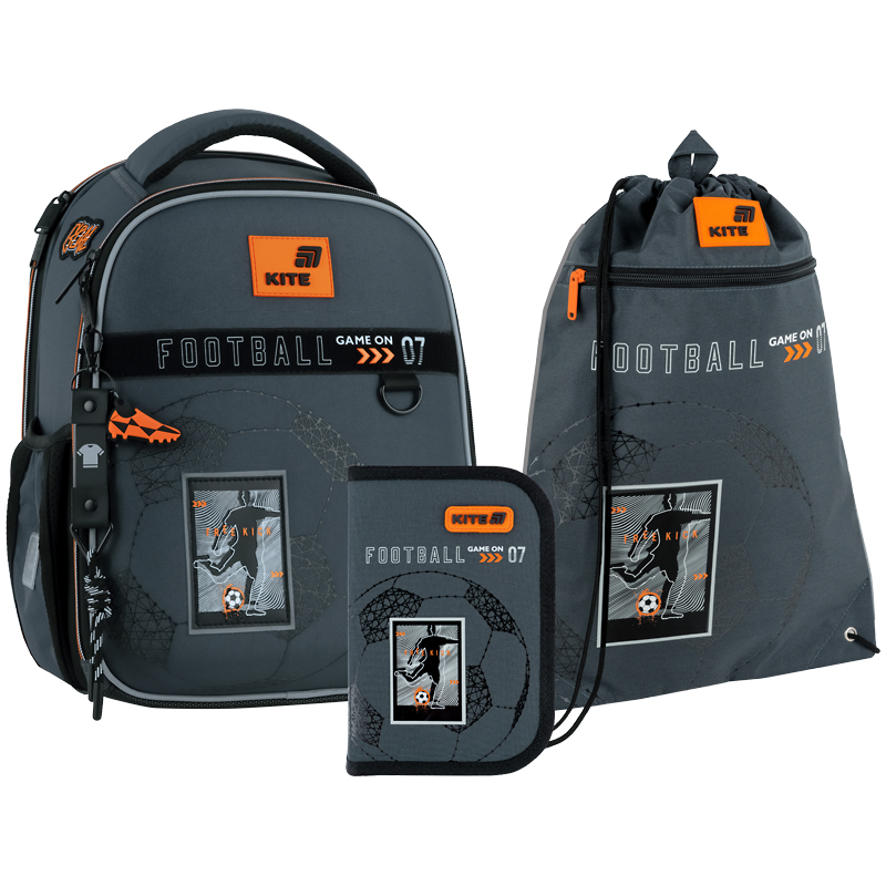 "Kite" set /SET_K26-555S-6/ backpack + pencil case + shoe bag 555 Goal (1/4)