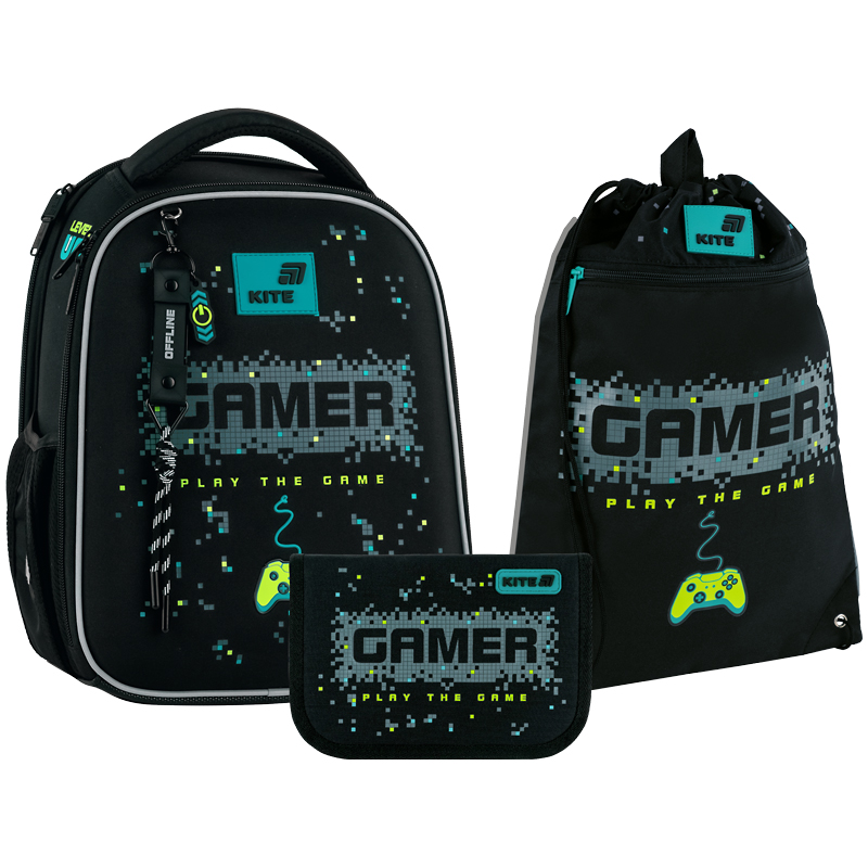 "Kite" set /SET_K26-555S-9/ backpack + pencil case + shoe bag 555 Play the Game (1/4)