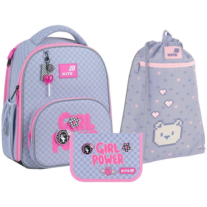 "Kite" set /SET_K26-556M-1/ backpack + pencil case + shoe bag 556 Girl's Power (1/4)