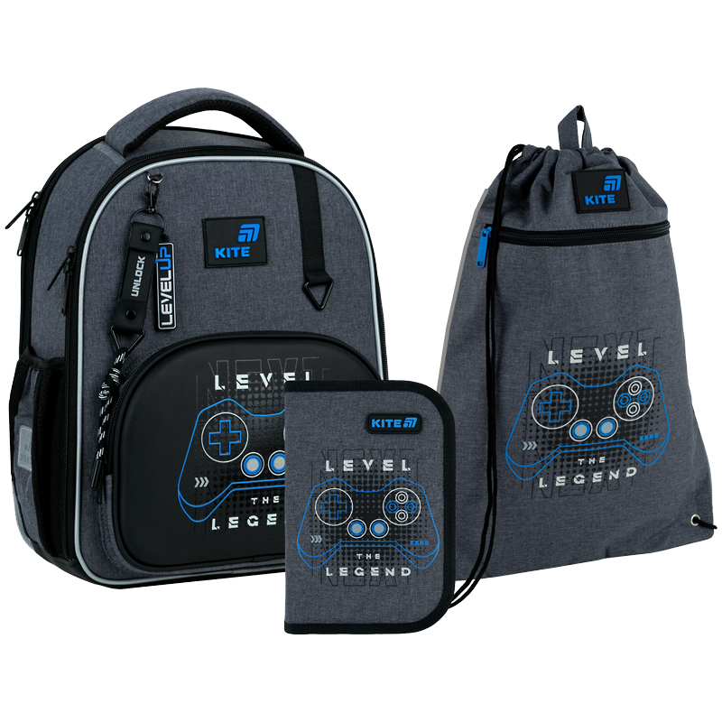 "Kite" set /SET_K26-556M-3/ backpack + pencil case + shoe bag 556 Level UP (1/4)