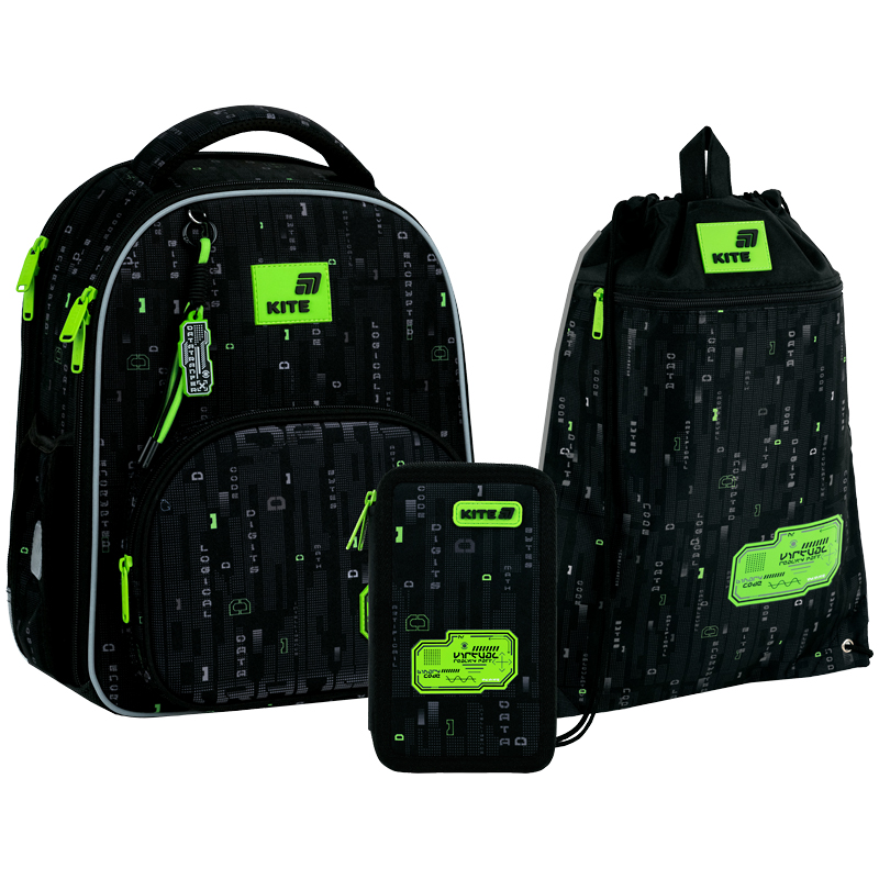"Kite" set /SET_K26-556M-4/ backpack + pencil case + shoe bag 556 Digital (1/4)