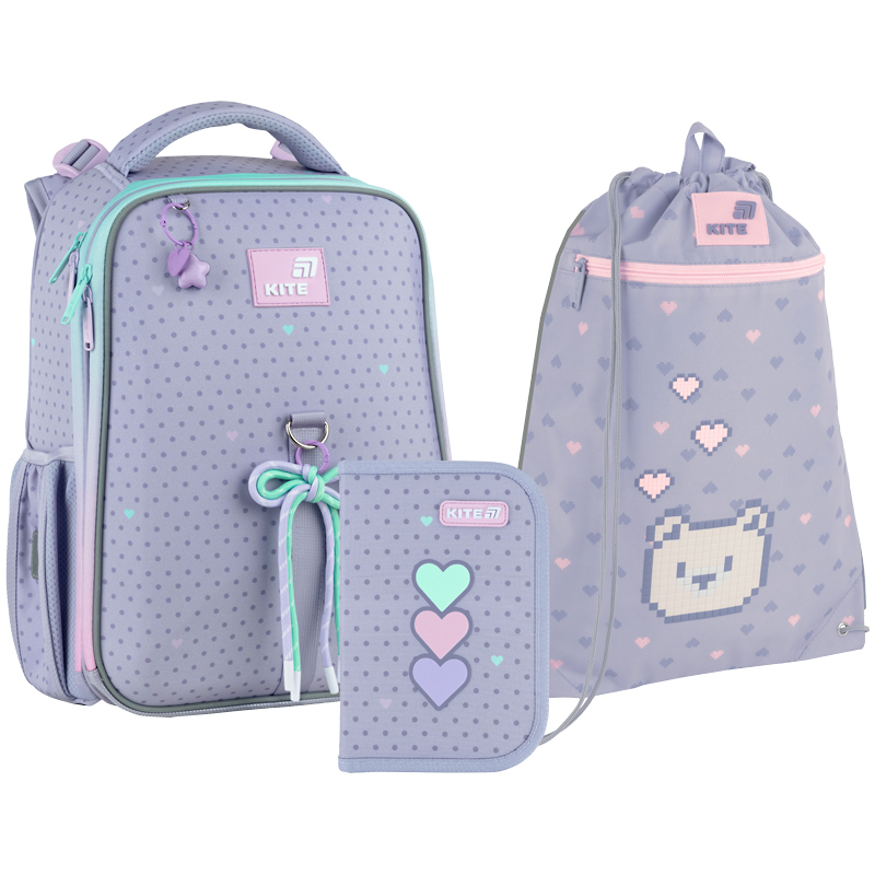 "Kite" set /SET_K26-531M/ backpack + pencil case + shoe bag 531 Lovely (1/4)