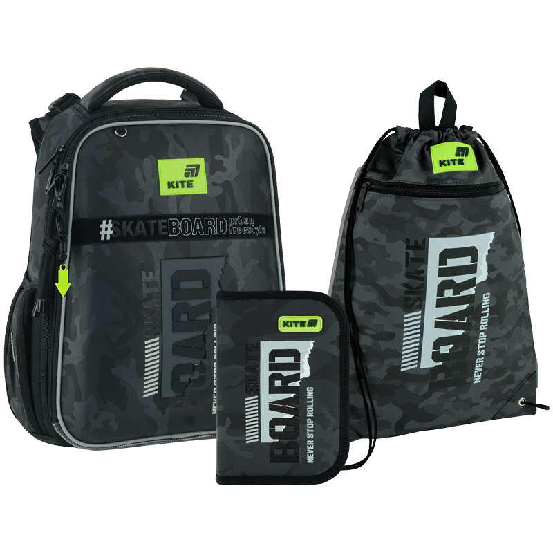 "Kite" set /SET_K26-531M-2/ backpack + pencil case + shoe bag 531 SK8 Board (1/4)