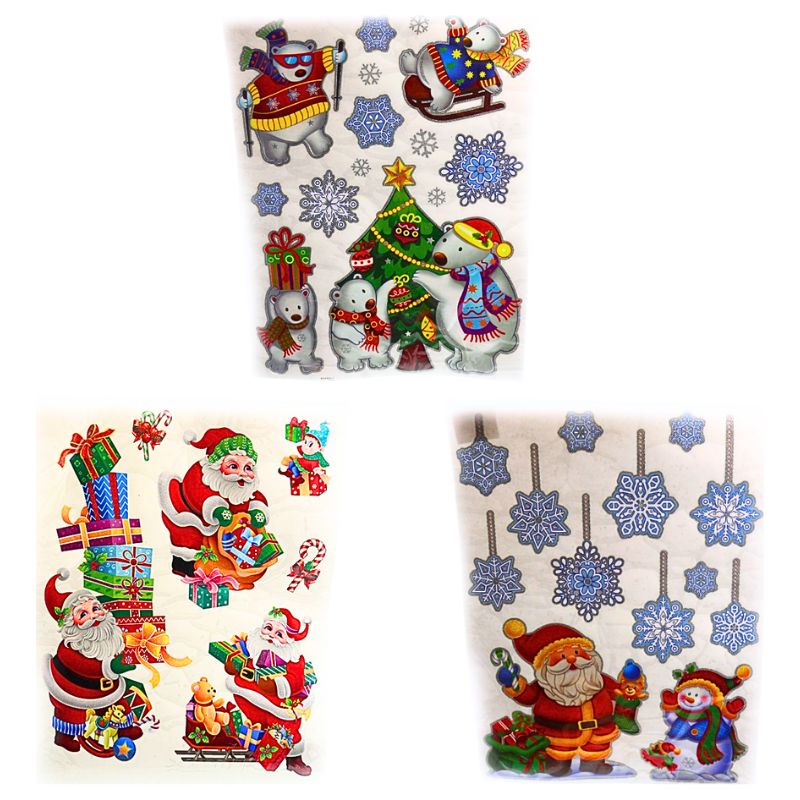 Window stickers silicone with glitter "JO" /6526-109/ "Santa with gifts" 29*41cm (1/12)