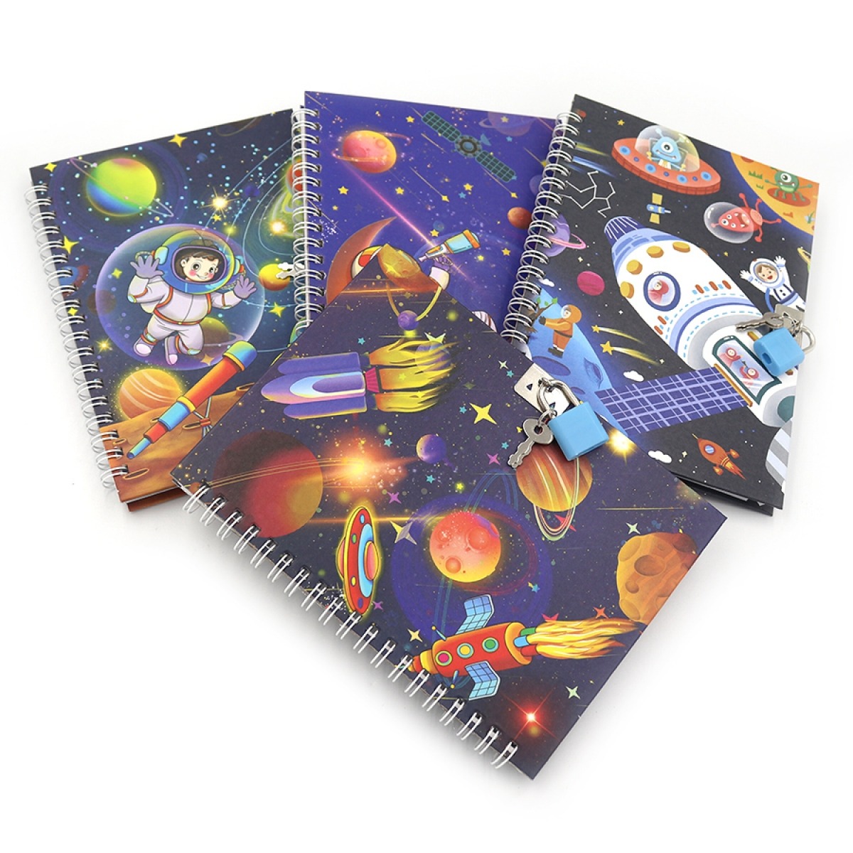 Блокнот на спіралі з замочком 13*18см "JO" /36946/ "Space" мікс4 (1)