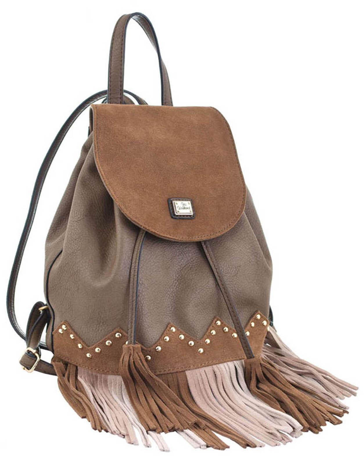 Bag - backpack "YES Weekend" /554119/ brown with fringe, 25*21.5*21 (1/20)