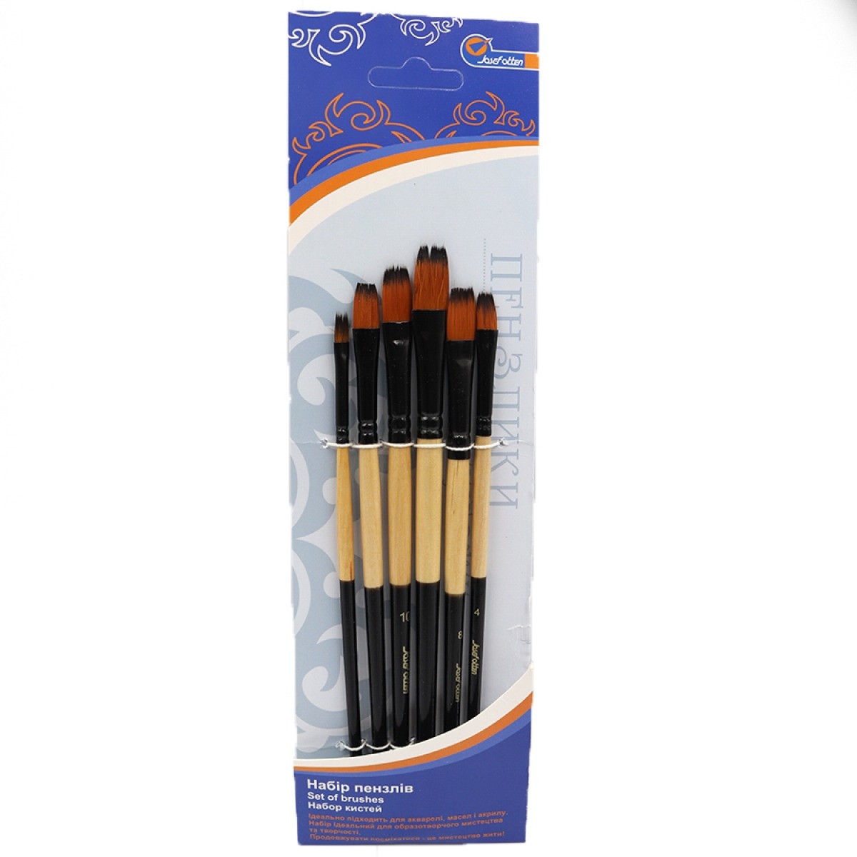 Set of brushes "JO" nylon /7664/ 6 pcs (2,4,6,8,10,12) flat (1/36/360)
