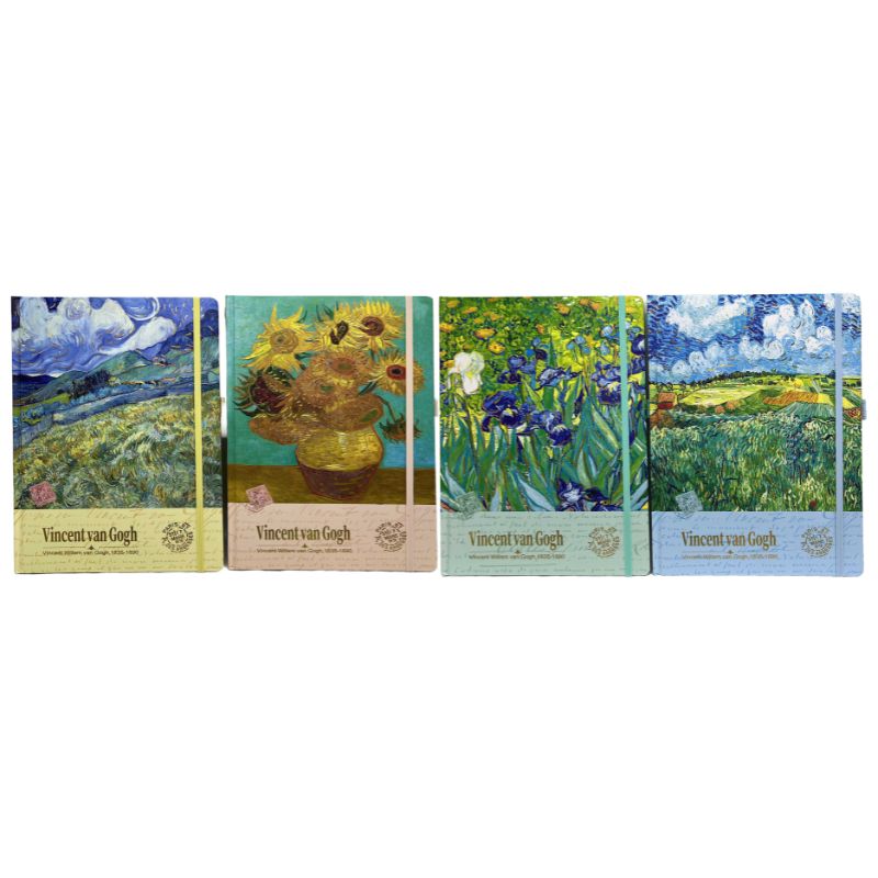 Notebook A4/80 sheets. /8800-11/ on an elastic band incl. "Paintings of Van Gogh" leatherette 80g/m2, # mix (1/12)