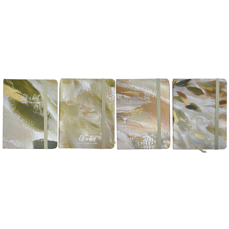 Notebook 14.5*10.5 cm/96 sheets. /10220-A6/ on rubber band "Golden strokes" mix (1/12)